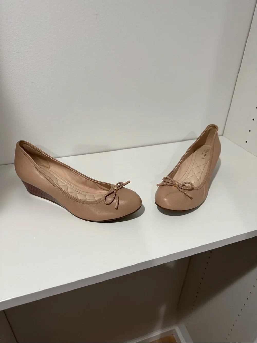 Cole Haan Nude/Taupe Wedge Ballet Flats with Bow